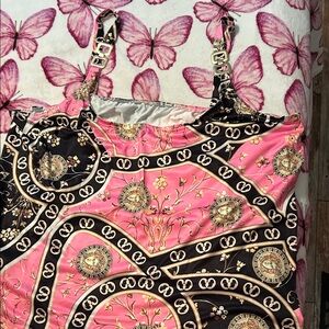 Pink and Black Patterned Sleeveless Top